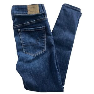 American Eagle Women's Jeans‎ Size 2 Short Hi Rise Jegging Blue Stretch Denim